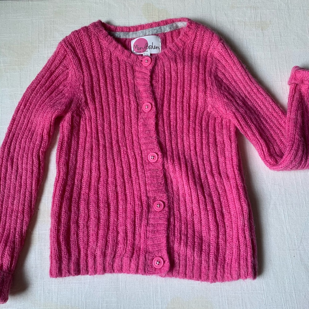 Mini Biden Girl’s Fuzzy Pink Cardigan